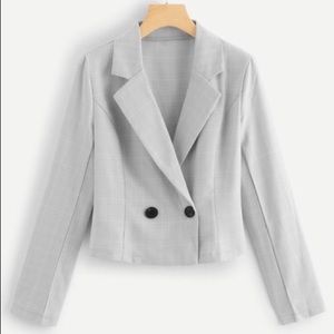 Light Plaid Double Button Blazer